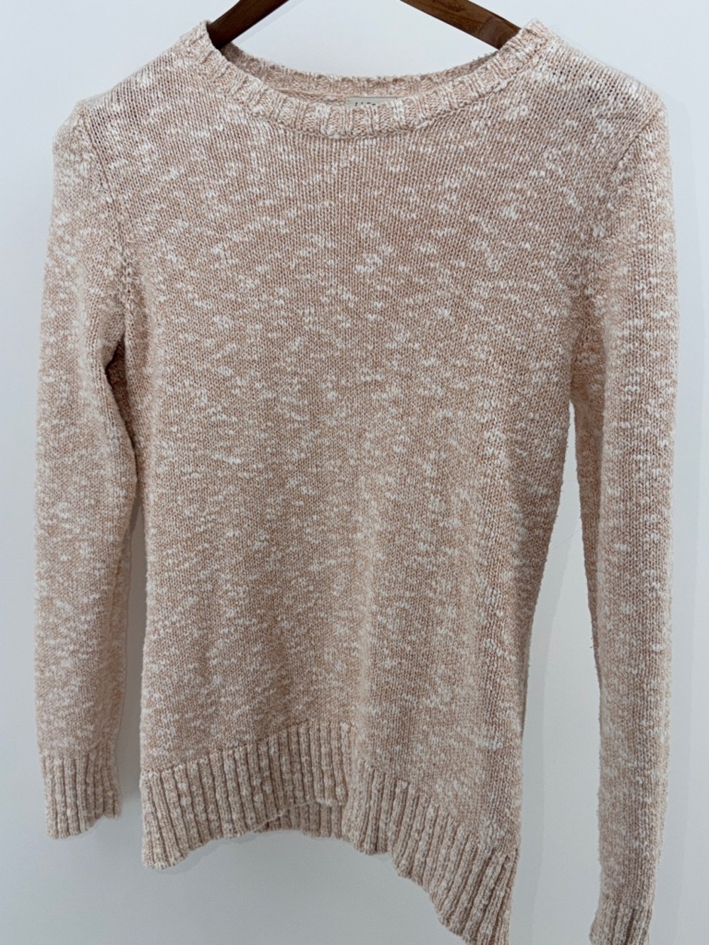 L.L.Bean Cream Peach Marled Knit Crewneck Sweater Small Regular